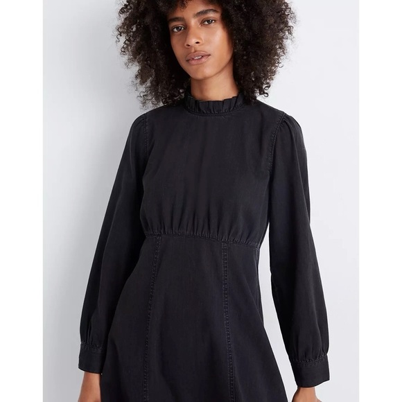 Madewell Denim Ruffled Mockneck Dress - Picture 2 of 11